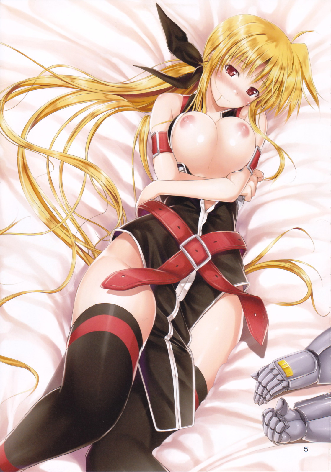 Mikuni Mizuki Mahou Shoujo Lyrical Nanoha Fate Testarossa Breast Hold